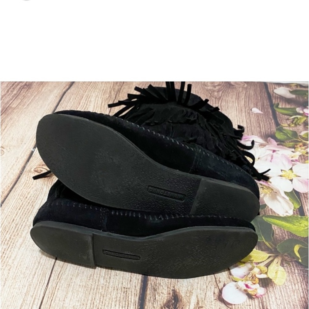 Minnetonka Suede Three-Layer Fringe Moccasin Boot… - image 1